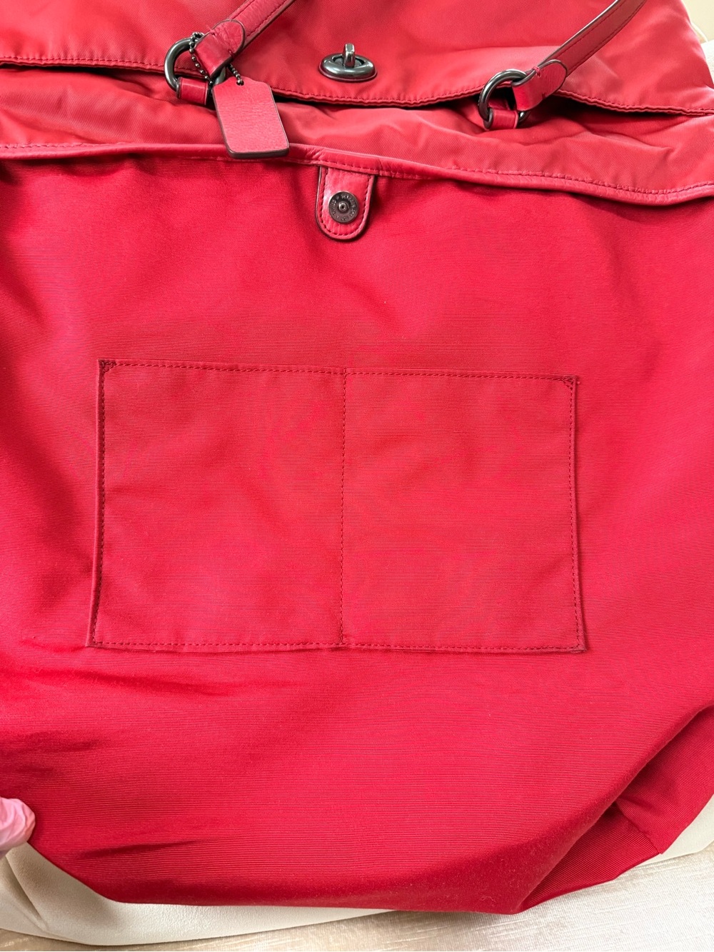Coach Red Tote Bag F57903 with Leather Trim - Picture 7 of 13